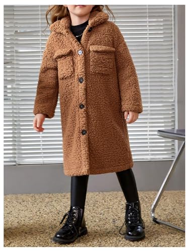 SOLY HUX Toddler Girl's Fleece Fuzzy Jacket Button Down Collar Long Sleeve Pocket Coat Outerwear4