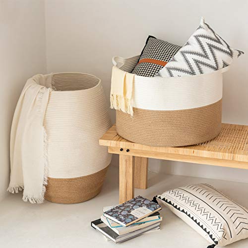 Indressme Jute Basket (Set Of 2)- Xxxl Large Cotton Rope Basket And Tall Laundry Hamper #TOP25