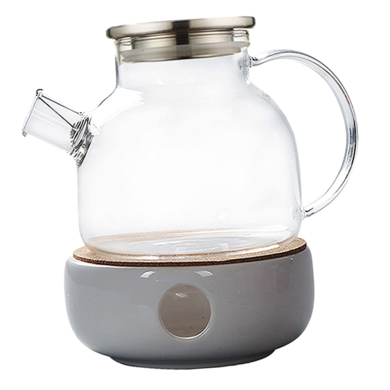 Mikinona 2 Pack Glass Tea Pot Set Ceramic Warmer Scented Lid Dishwasher Safe for Tea Lovers