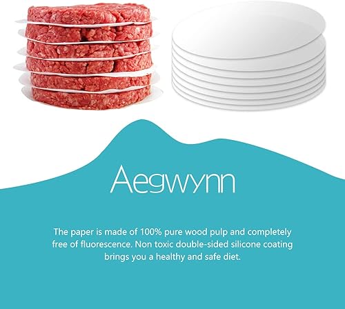 Miniatura 2 de Aegwynn Hamburguesa de papel redondo de 5 pulgadas, 300 unidades, papel de hamburguesa de pergamino antiadherente, fácil de quitar, hamburguesas