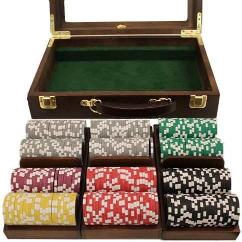 BBG Premium Wood Acrylic Clear Top 300 Chip Poker Chip Case - Includes Bonus Dealer Button!