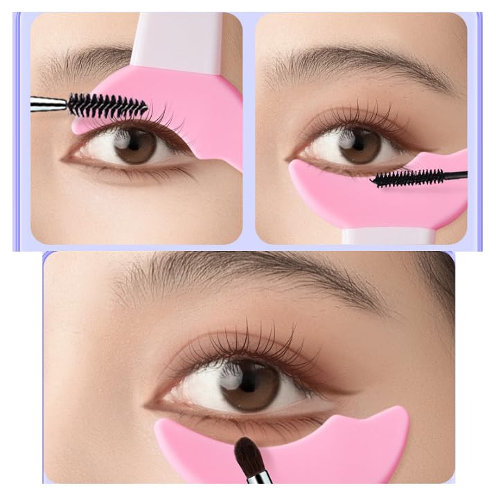 2 PCS Mascara Eyelash Shield Applicator Guard Tool,Eyeshadow Auxiliary Guard Tool Silicone Reusable Eyeshadow Lash Auxiliary Applicator Tool for Eye Makeup