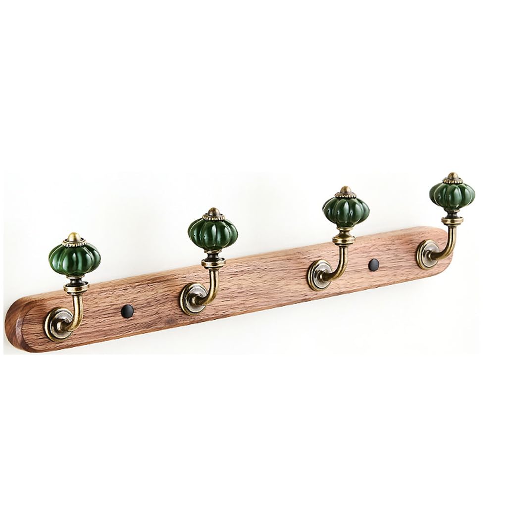 ZHOUXIAO Solid Wood Coat Rack Wall Mount,Walnut Wood Coat Hooks Hanger Wall Mounted 4hook
