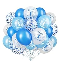 Jwssor 1st Birthday Balloons,20pcs Baby Blue Happy Birthday Balloons,First Birthday Number 1 Balloons for Birthday Party
