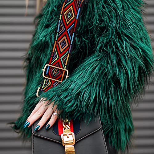 Schultergurt für Taschen Breit 3.8cm, Taschengurt Boho Verstellbar 74-134cm, Tragegurt Schulterriemen mit Karabiner für Schultertaschen Taschen Handtaschen (Bunt)