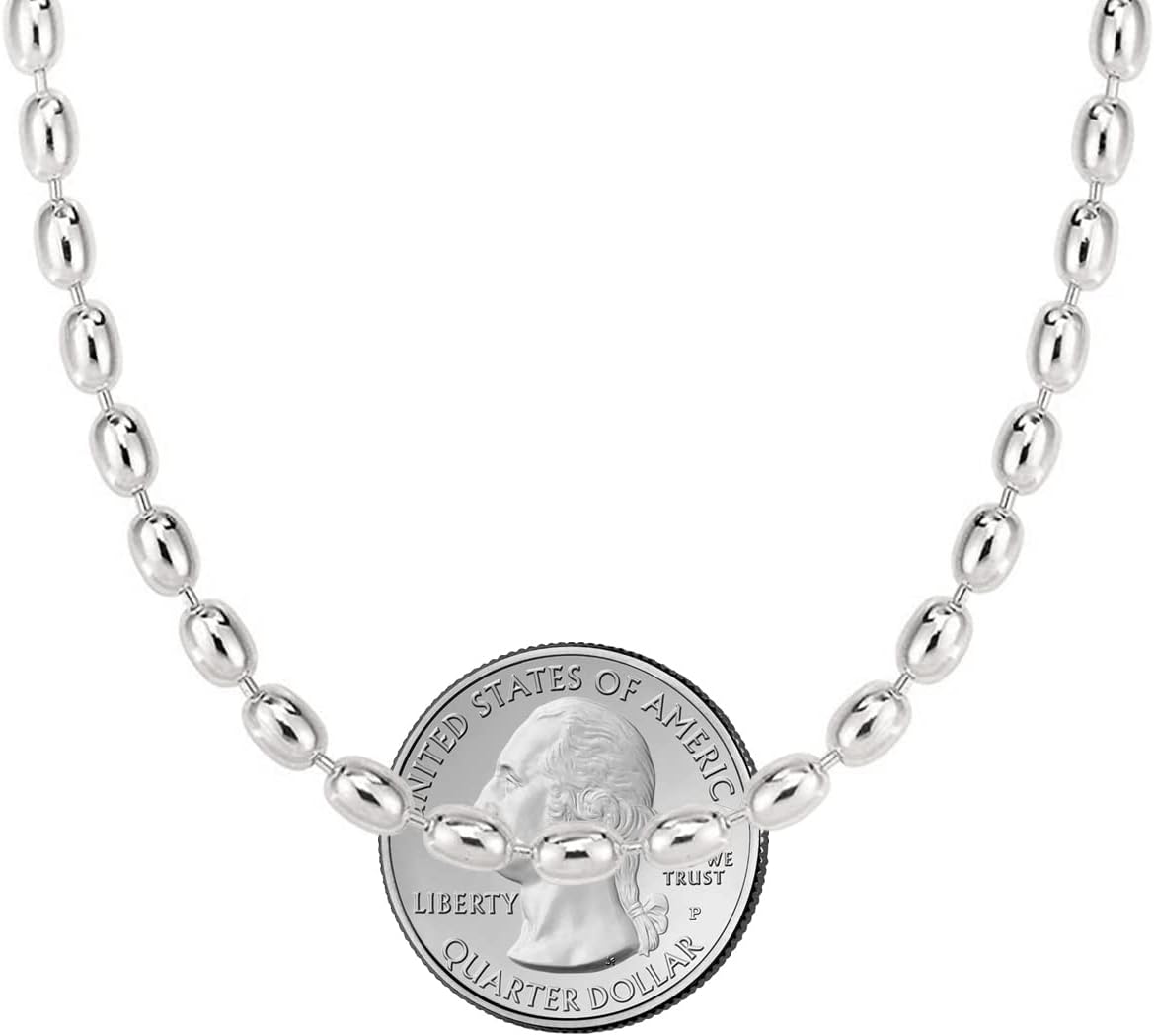 Savlano 925 Sterling Silver Oval Rice Bead Strand Chain Necklace For Women - Made in Italy Comes With a Gift Box - Image 3