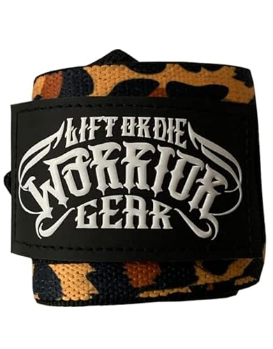 WARRIOR POWERLIFTING GEAR Bandes de Poignets 50 cm Léopard - Animal Print - Bandes Poignets Fitness Musculation pour Femme Cover
