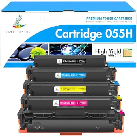 TRUE IMAGE Compatible 055H 055 Toner Cartridge Replacement for Canon 055H 055 High Capacity for Canon Color ImageCLASS MF743Cdw MF741Cdw MF746Cdw MF743 Printer (Black Cyan Magenta Yellow, 4-Pack) Cover