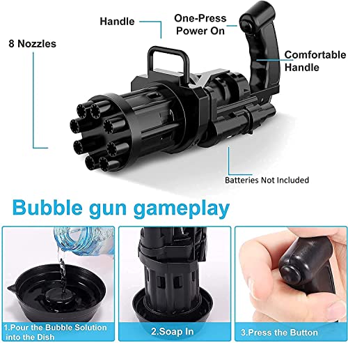Image of Toy Cloud 8 Hole Automatic Bubble Maker with Bubble Solution for Toddlers, Battery Operated Gatling Bubble Machine Gun Toy, Outdoor & Indoor Toys for Kids, Bubble Machine for Fun Activity- Multicolour