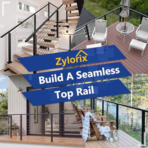 Image of Modular 1Pack 4FT Stainless Steel T304 Black Handrail for Cable Railing with Nylon End Cap Kits, 2.36 inch W x 1.18 inch H Cuttable Flat Handrail Rectangular Top Rail for Stair Railing Indoor Outdoor