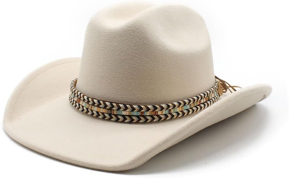 Western Cowboy Hat, Brown Felt, Braided Band, Wide Brim