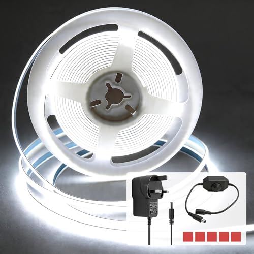 5M 6000K Cool White LED Strip Light Kit 24V 1650lm Dimmable LED Lights