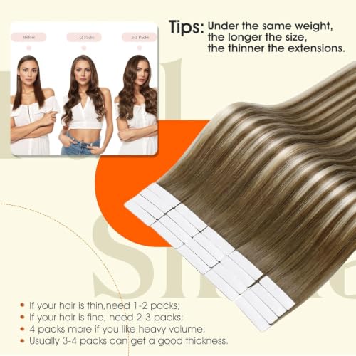 Image of Full Shine Injected Tape in Hair Extensions, Rooted Ash Blonde 18 Inch