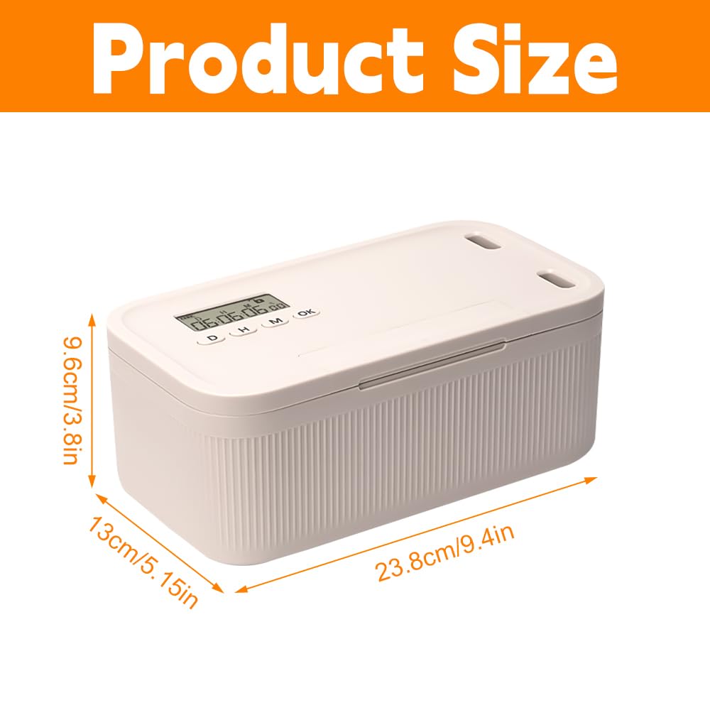 Caja Fuerte Con Temporizador, Pequeña Caja Con Cerradura De Combinación, Caja Bloqueable, Caja De Almacenamiento Con Cerradura Para Teléfonos, Videojuegos, Redes Sociales, Aperitivos (Blanco)