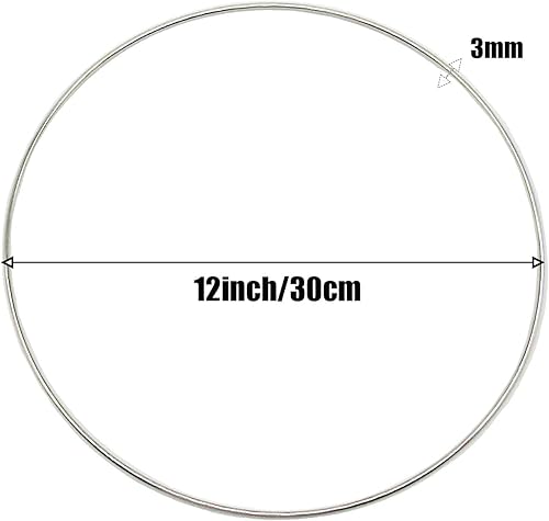 Miniatura 2 de 12 anillos de metal plateado de 4 pulgadas, anillos de macramé para atrapasueños y manualidades (plata, 4 pulgadas)
