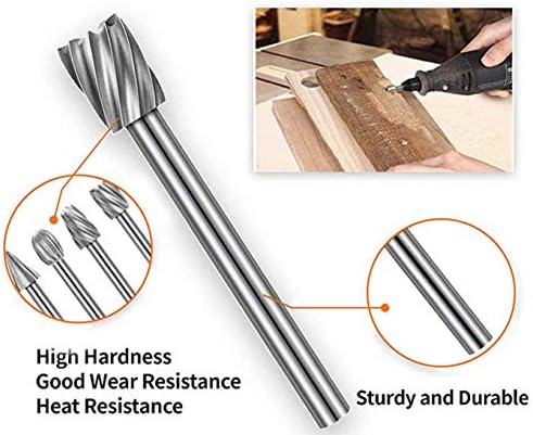 Tungsten Carbide HSS Rotary Burr Set - APlus 20pcs Wood Carving Drill Bits Set with 3mm 1/8 inch Shank for DIY Woodworking, Carving, Engraving, Drilling (Fit for Dremel)