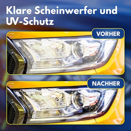 ATG® Scheinwerfer Aufbereitung Set – Headlight Restoration Kit für matte & blinde Kunststoff‑Scheinwerfer – komplettes Polierset mit Schleifpapieren, Polierpaste & UV‑Versiegelung für klare Sicht