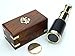 Brass Telescope Black Leather Wood with Box Rustic Vintage Home Decor Gifts