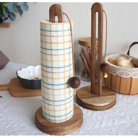 Free Standing Acacia Wood Kitchen Roll Holder Cover