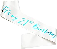 Vista 11 de Banda de cumpleaños número 21, bandas suaves de satén azul con letras plateadas, decoraciones de cumpleaños para niñas o niños, suministros