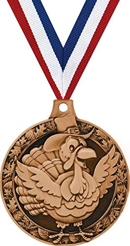 Crown Awards Turkey Medals - 2" Thanksgiving Turkey Bronze Medal Great for Turkey Trot Medals, Turkey Race Medals and More 100 Pack