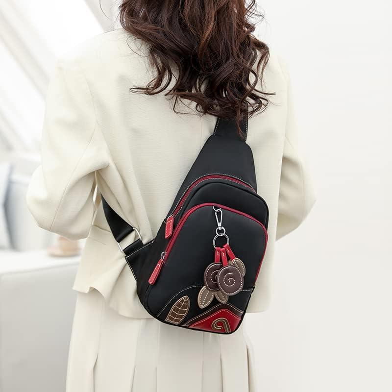 Miniatura 9 de Bolso bandolera pequeño para mujer, cangurera cruzada para mujeres y hombres, Bolso bandolera A-albaricoque, Bandolera Bandolera Bolsa de pecho