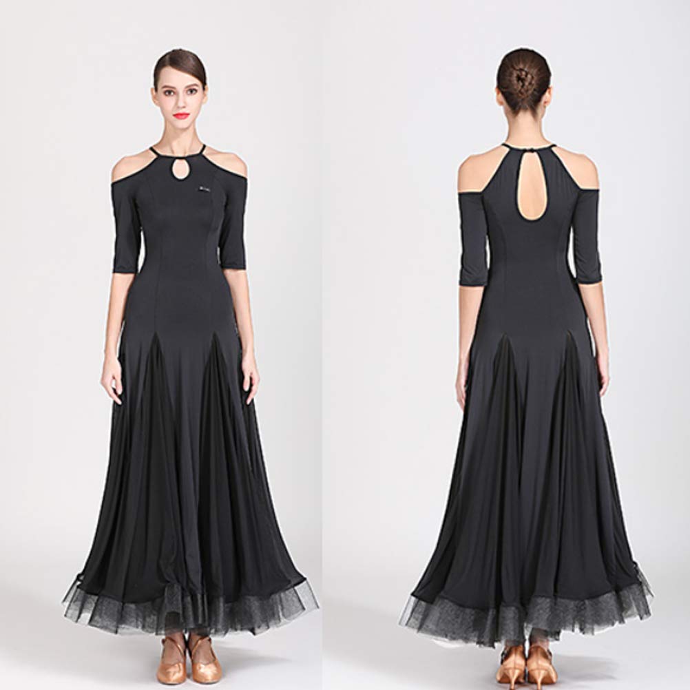 Vestiti da Ballo Standard Abiti Donna Tulle Cuciture Abito da Ballo Donna Liscio Valzer Moderna Abbigliamento Ballo Standard da Pratica