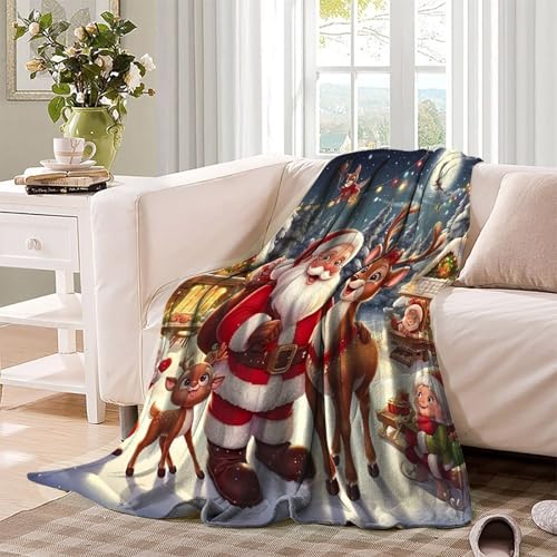 Couverture Père Noël 3D en microfibre chaude pour canapé lit