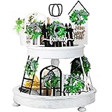 8 Pcs Christmas Wooden Rustic Farmhouse Tiered Tray Decor Family Picket Fence Cathedral Arch Window...