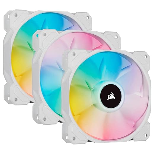CORSAIR iCUE SP120 RGB Elite Performance 120mm White PWM Triple Fan Kit with iCUE Lighting Node
