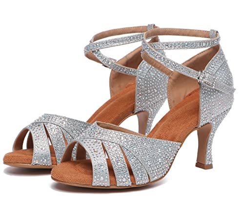Minishion Rhinestone Dance Shoes Women Bridal Sandals L549 Silver Us 10 #TOP1