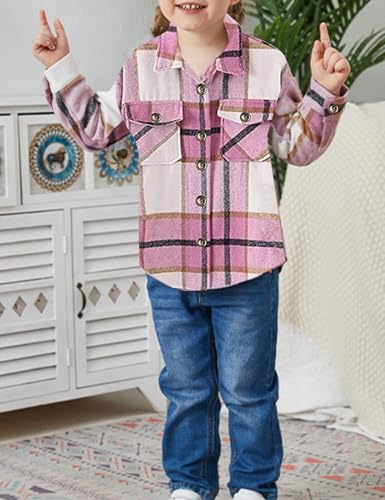 Kids Girls Flannel Plaid Jacket Toddler Long Sleeve Button Down Shirt Jacket Shacket Coats3