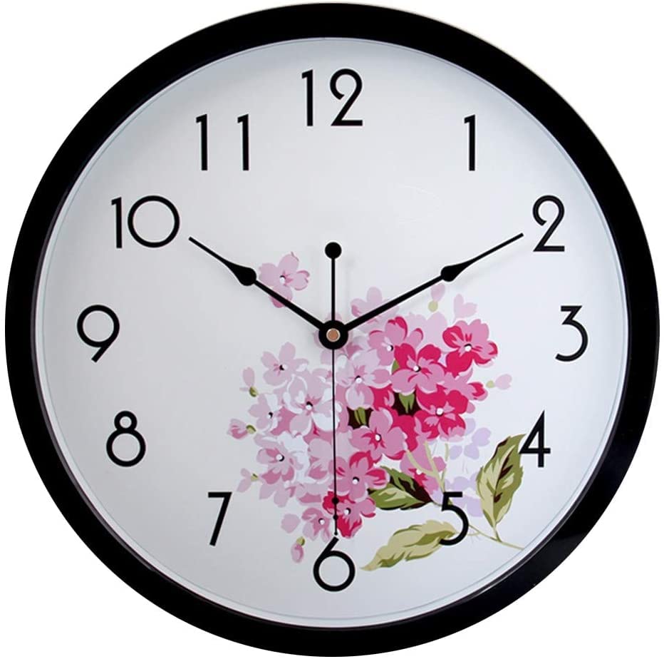Horloge murale fleurie ronde et silencieuse pour décorer votre restaurant et salon chaleureux