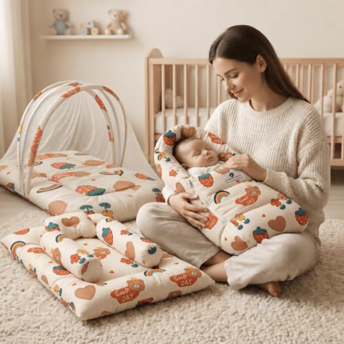 Image of StarAndDaisy Baby Bedding Set for New Born with Sleeping Bag, Mosquito Net & Bedding Set | Baby Sleeping Bag for New Born | Baby Nest.