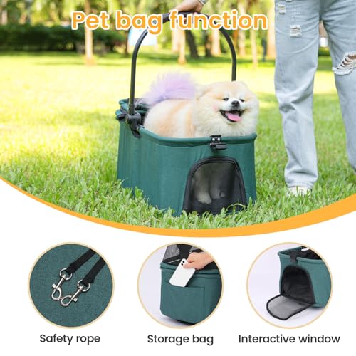 Carrinho de passeio para animais de estimação, 4 rodas para cães e gatos médios/pequenos, carrinho d
