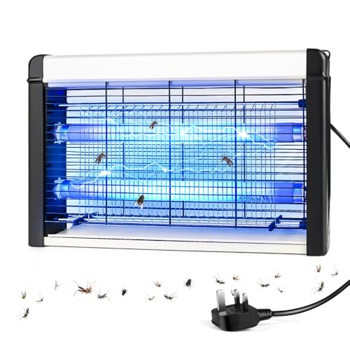 Fly Zapper Electric Indoor Powerful 3500V &20W UV Killer Electric Bug Zapper Indoor Insect Trap Washable Tray and Hanging Chain Suitable for Bedroom Living room Dining Room (UK Plug)