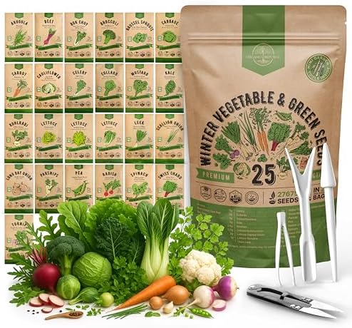 Organo Republic 25 Winter Vegetable & Green Seeds Variety Pack fo...