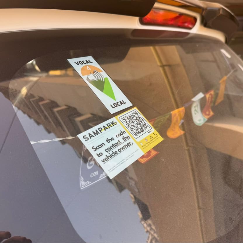 Image of (Pack of 1 Car Tags) NGF132 Contact Stickers for Car and Bike Owners. People can Contact You for Your Parked Vehicle Without Getting Your Phone Number. Sampark.me