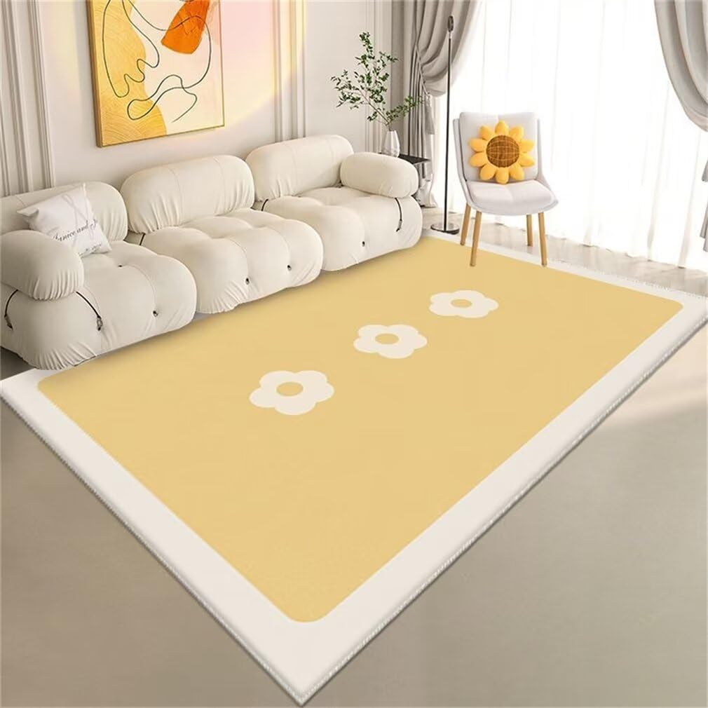 Tapis gamer jaune 160x210cm lavable en machine pour chambre d'ado