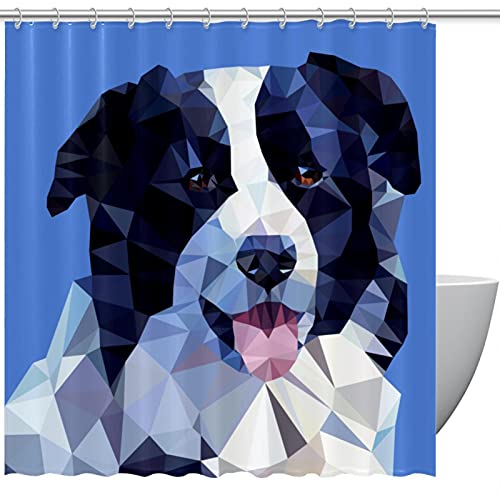 Rideau de douche avec 12 crochets imperméable border collie 183 cm - 2