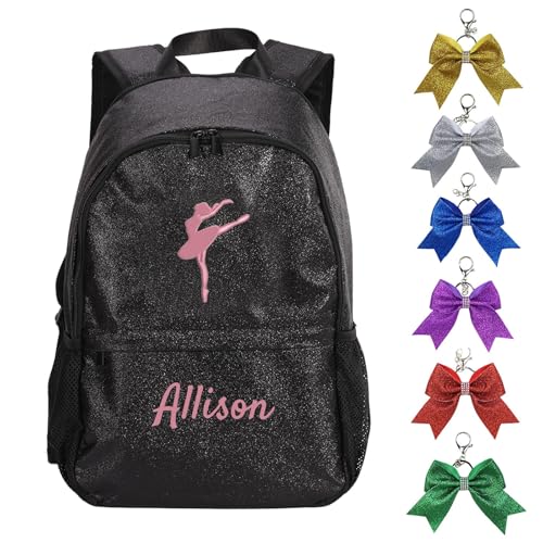 Personalized Glitter Dance Backpack - Custom Cheerleading Backpack with Embroidery Name Sparkle Cheerleader Bag for Cheer Coach Gift