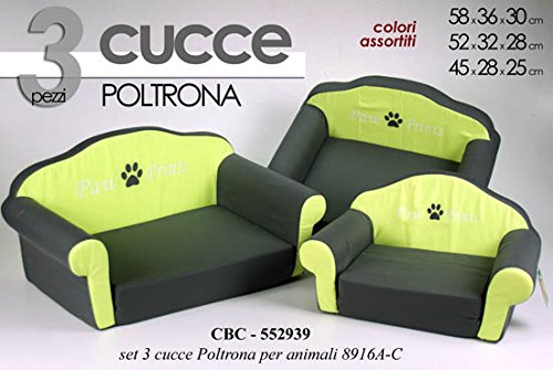 3 cucce per animali poltrona colori assortiti 58cm...