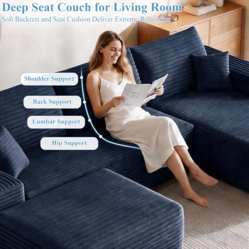 Image of Boneless Cloud Sectional Couch Modular Sofa with Ottoman for Living Room