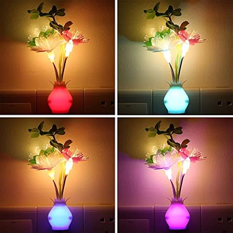 Urtop 2 Pack Plug in Flower LED Night Light with Dusk to Dawn Sensor, 7 Color Changing Plant Flower Energy Saving Lamp for Kids Adults Bedroom,Bathroom,Living Room,Kitchen,Nursery, Hallway Cover