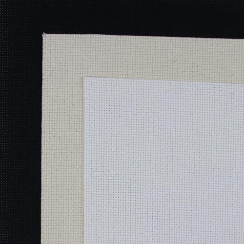 Image of KCS 3 pc of 15 inch x 18 inch(38cmx45cm) Counted Cross Stitch Cotton Aida Cloth Needlework Rolled Fabric Box,18CT,White+Oatmeal+Black