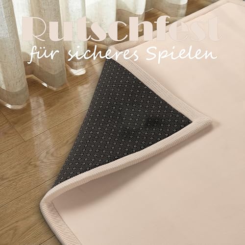 Paco Home Teppich Kinderzimmer Kinderteppich Baby Spielteppich Krabbeldecke Krabbelmatte Weich rutschfest Jungen Mädchen Deko, Grösse:80 cm Rund, Farbe:Creme