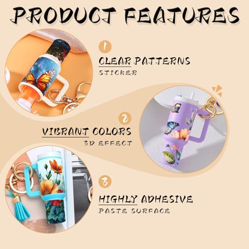 50% Off Mini UV DTF Keychain Wraps - 8 Flower Transfers for DIY Crafts - Image 4