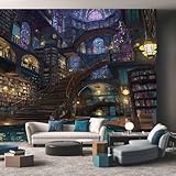 Generic Bookshelf Wallpaper & Wall Murals, 79' W x 55' H - Library Bookcase Wall Mural Decoration, Bookshelf Home Decor for Bedroom, Living Room, Waterproof - Not Peel and Stick - Ha8002