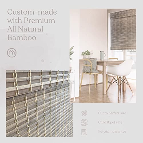 Mood Custom Bamboo Shades | Rustic | Top Down Bottom Up Cordless | Natural Woven Wood Roman Shades For Windows | Rustic Oak (Great Privacy) | Custom Size #TOP5