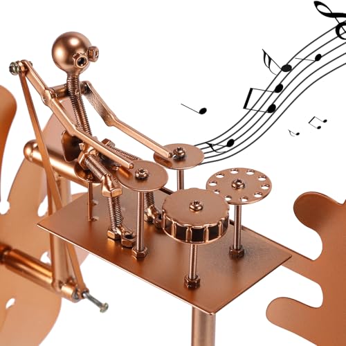 Lyreh Mulino a Vento a Forma di Percussionista in Metallo, Scultura Cinetica Alimentata Vento Statuette Musicali in Metallo Decorazione da Giardino Girandola per Esterni per Cortile Patio Prato